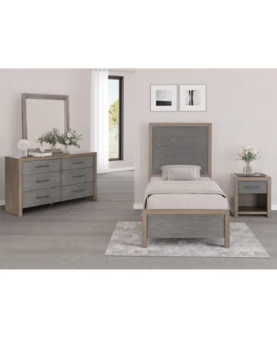 Macy's Portmore 3pc Twin Set (panel Bed, Small Dresser & 1-drawer Nightstand With Soft Close Drawers), Crea In Brown