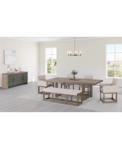 Macy's Portmore 6 Pc Rectangular Set (table, 2 Side Chairs, 2 Arm Chairs & Bench), Created For  In Brown