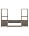Macy's Portmore 60" Wood 3pc Tv Console Set (60" Console, 2 Piers) In Two-tone Brown Finish