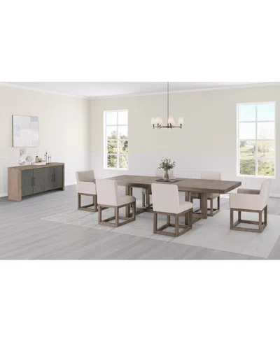 Macy's Portmore 7 Pc Rectangular Set (table, 4 Side Chairs & 2 Arm Chairs), Created For  In Brown