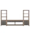 Macy's Portmore 60" Wood 3pc Tv Console Set (60" Console, 2 Piers) In Two-tone Brown Finish
