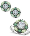 Macy's Prasiolite Tsavorite Peridot Cluster Jewelry Collection In Sterling Silver In Multi-gemstone