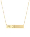 Macy's Pride Block Letter Bar Pendant Necklace In 10k Gold, 18" + 2" Extender In Gold