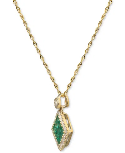 Macy's Princess Cut Emerald (1/2 Ct. T.w.) & Diamond (1/8 Ct. T.w.) Pendant Necklace In 14k White Gold Or Y