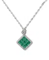 Macy's Princess Cut Emerald (1/2 Ct. T.w.) & Diamond (1/8 Ct. T.w.) Pendant Necklace In 14k White Gold Or Y In White Gold
