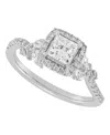 Macy's Princess Cut Halo Ring (1 Ct. T.w.) In 14k White Gold In Metallic