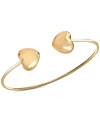 MACY'S PUFFED HEART WIRE CUFF BANGLE BRACELET IN 14K GOLD-PLATED STERLING SILVER