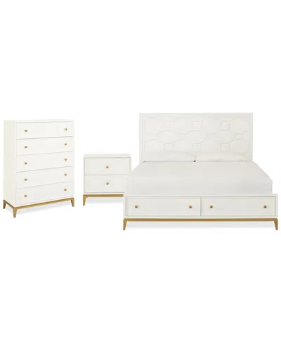 Macy's Rachel Ray Chelsea 3-pc. Bedroom Set (queen Storage Bed, Chest & Nightstand) In White