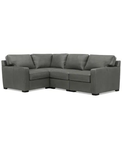 Macy's Radley 101" 4-pc. Leather Corner Sectional, Created For  In Anthracite