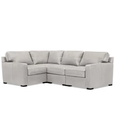 Macy's Radley 101" 4-pc. Leather Corner Sectional, Created For  In Ash