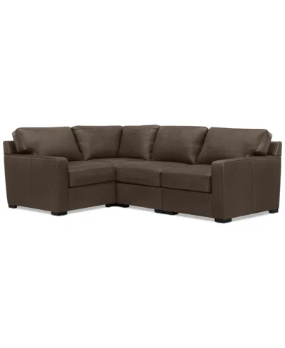 Macy's Radley 101" 4-pc. Leather Corner Sectional, Created For  In Chocolate