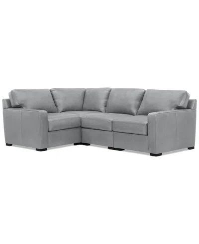 Macy's Radley 101" 4-pc. Leather Corner Sectional, Created For  In Light Grey