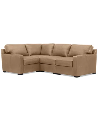 Macy's Radley 101" 4-pc. Leather Corner Sectional, Created For  In Light Natural