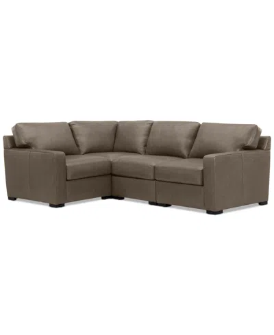 Macy's Radley 101" 4-pc. Leather Corner Sectional, Created For  In Medium Brown