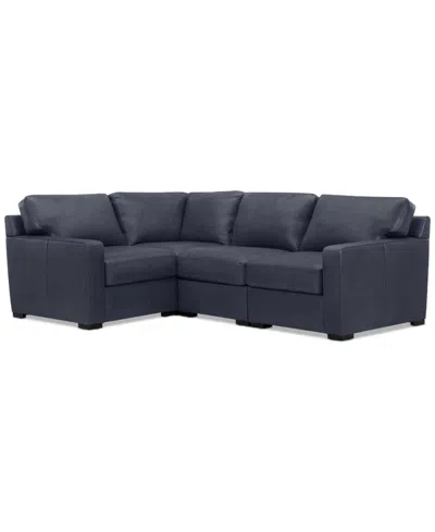 Macy's Radley 101" 4-pc. Leather Corner Sectional, Created For  In Navy