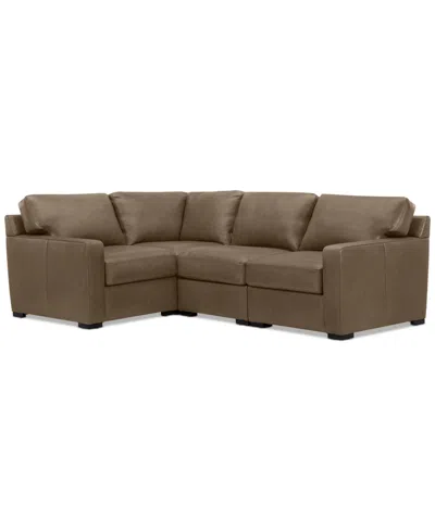 Macy's Radley 101" 4-pc. Leather Corner Sectional, Created For  In Sand