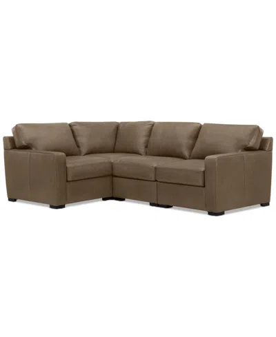 Macy's Radley 101" 4-pc. Leather Corner Sectional, Created For  In Medium Brown