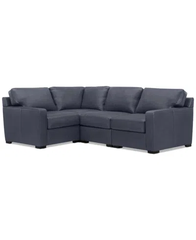 Macy's Radley 101" 4-pc. Leather Corner Sectional, Created For  In Slate Grey
