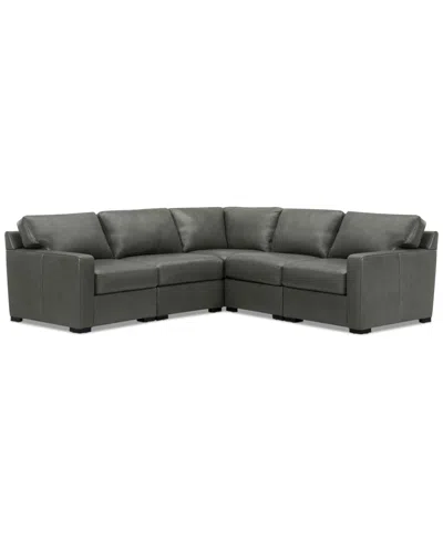 Macy's Radley 101" 5-pc. Leather Square Corner L Shape Modular Sectional, Created For  In Anthracite