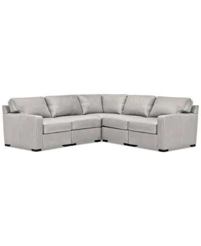 Macy's Radley 101" 5-pc. Leather Square Corner L Shape Modular Sectional, Created For  In Ash
