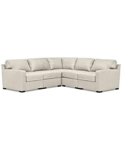 Macy's Radley 101" 5-pc. Leather Square Corner L Shape Modular Sectional, Created For  In Coconut Milk