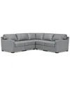 Macy's Radley 101" 5-pc. Leather Square Corner L Shape Modular Sectional, Created For  In Light Grey