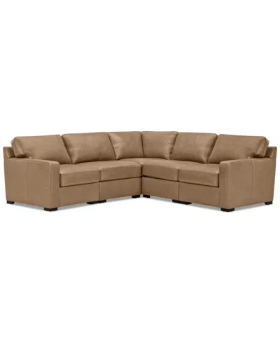 MACY'S RADLEY 101" 5-PC. LEATHER SQUARE CORNER L SHAPE MODULAR SECTIONAL, CREATED FOR MACY'S