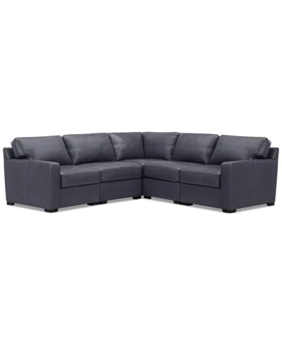 Macy's Radley 101" 5-pc. Leather Square Corner L Shape Modular Sectional, Created For  In Slate Grey