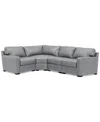 Macy's Radley 136" 5-pc. Leather Square Corner L Shape Modular Sectional In Light Grey