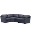 Macy's Radley 148" 4-pc. Leather Wedge Modular Chaise Sectional, Created For  In Slate Grey