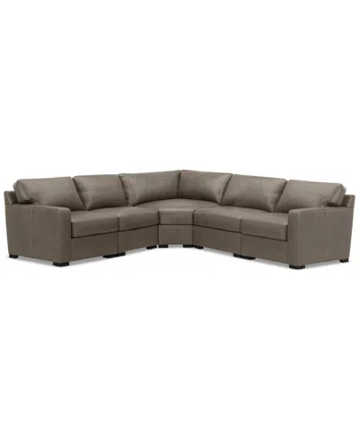 Macy's Radley 113" 5-pc. Leather Wedge L Shape Modular Sectional, Created For  In Brown