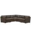 Macy's Closeout! Deklyn 129" 6-pc. Zero Gravity Fabric Sectional With 3 Power Recliners & 2 Consoles, Creat In Chocolate