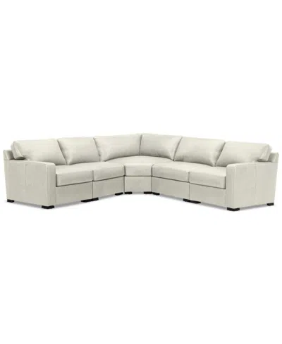 MACY'S RADLEY 113" 5-PC. LEATHER WEDGE L SHAPE MODULAR SECTIONAL, CREATED FOR MACY'S