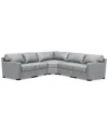 Macy's Radley 113" 5-pc. Leather Wedge L Shape Modular Sectional, Created For  In Light Grey