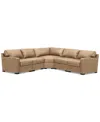 Macy's Radley 113" 5-pc. Leather Wedge L Shape Modular Sectional, Created For  In Light Natural