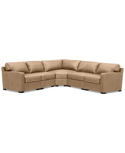 Macy's Radley 113" 5-pc. Leather Wedge L Shape Modular Sectional, Created For  In Brown