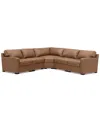 Macy's Radley 136" 5-pc. Leather Square Corner L Shape Modular Sectional In Light Tan