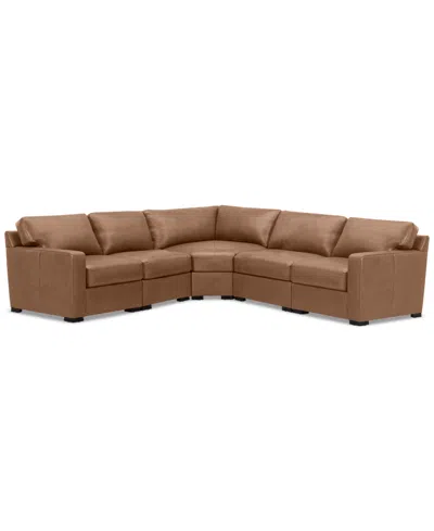 MACY'S RADLEY 113" 5-PC. LEATHER WEDGE L SHAPE MODULAR SECTIONAL, CREATED FOR MACY'S