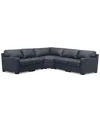 Macy's Radley 113" 5-pc. Leather Wedge L Shape Modular Sectional, Created For  In Navy