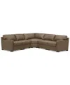 Macy's Radley 113" 5-pc. Leather Wedge L Shape Modular Sectional, Created For  In Sand
