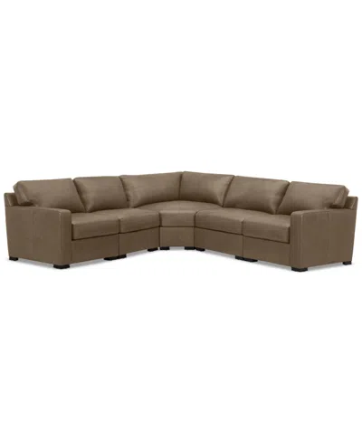 Macy's Radley 113" 5-pc. Leather Wedge L Shape Modular Sectional, Created For  In Brown