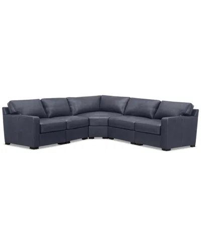 Macy's Radley 113" 5-pc. Leather Wedge L Shape Modular Sectional, Created For  In Slate Grey