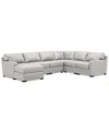 MACY'S RADLEY 129" 6-PC. LEATHER SQUARE CORNER MODULAR CHAISE SECTIONAL, CREATED FOR MACY'S