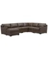 Macy's Radley 129" 6-pc. Leather Square Corner Modular Chaise Sectional, Created For  In Chocolate