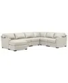 MACY'S RADLEY 129" 6-PC. LEATHER SQUARE CORNER MODULAR CHAISE SECTIONAL, CREATED FOR MACY'S