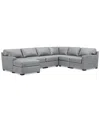 Macy's Radley 136" 4-pc. Leather Square Corner Modular Chaise Sectional, Created For  In Light Grey