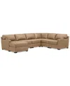 MACY'S RADLEY 129" 6-PC. LEATHER SQUARE CORNER MODULAR CHAISE SECTIONAL, CREATED FOR MACY'S