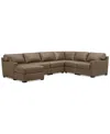Macy's Radley 141" 6-pc. Leather Wedge Modular Chaise Sectional, Created For  In Sand
