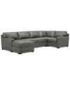 MACY'S RADLEY 136" 4-PC. LEATHER SQUARE CORNER MODULAR CHAISE SECTIONAL, CREATED FOR MACY'S