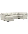 Macy's Radley 136" 5-pc. Leather Square Corner L Shape Modular Sectional In Coconut Milk
